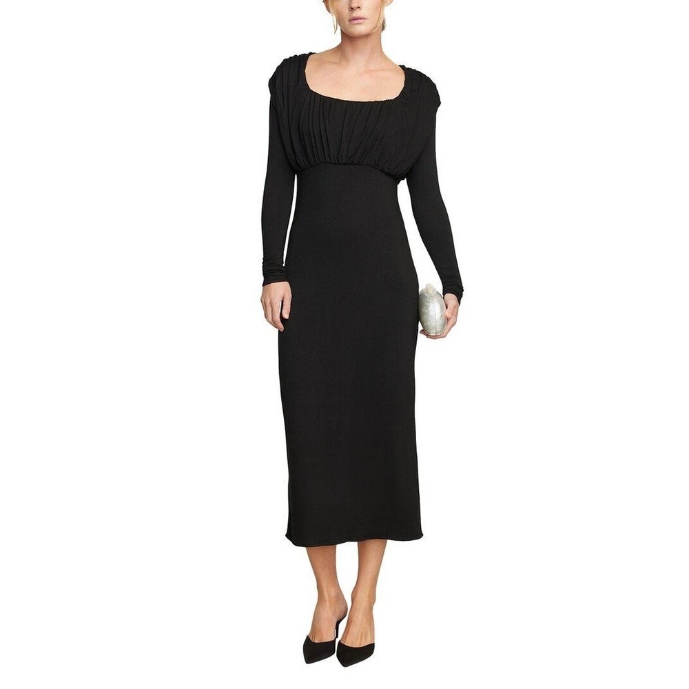 Modern Citizen Espe Black Ruched Empire Waist Long Sleeve Maxi Dress XS Elegant